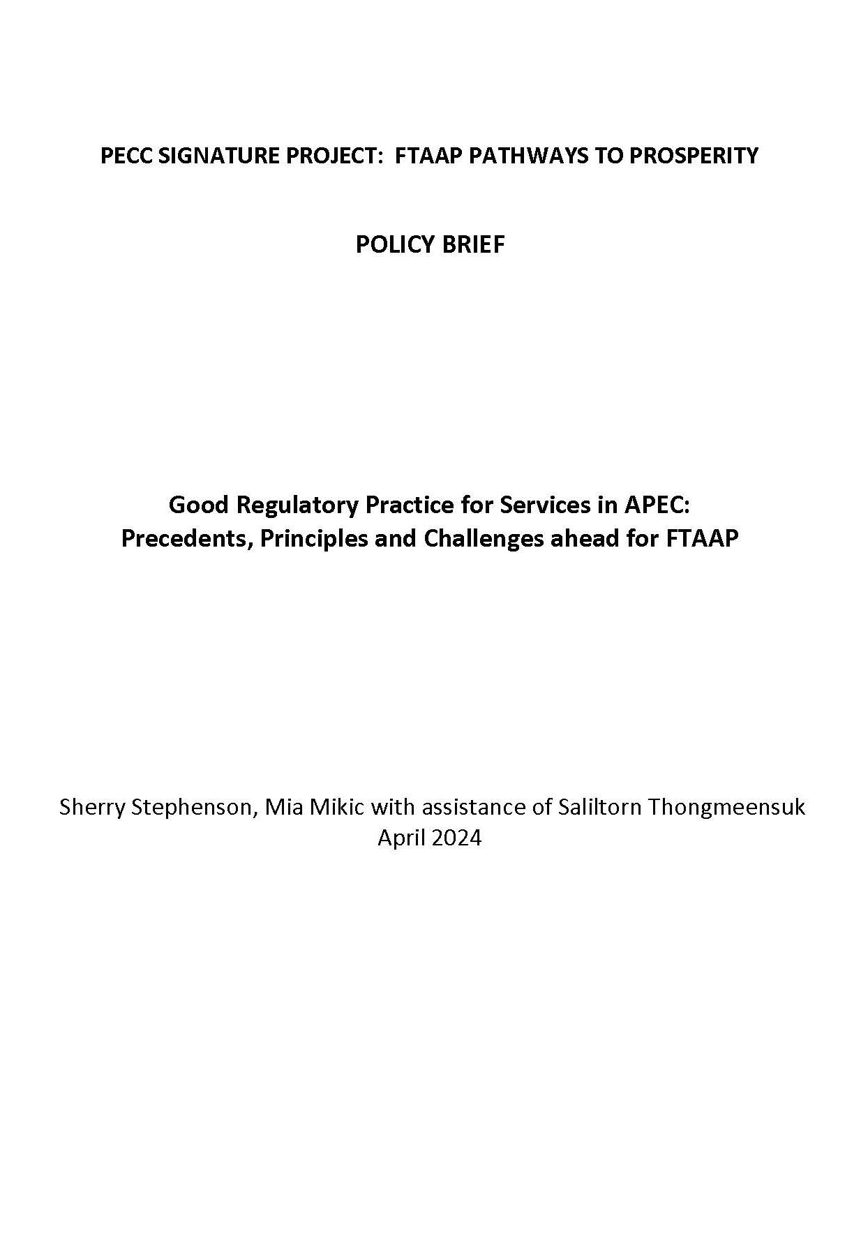 PECC Policy Brief FTAAP GRPS