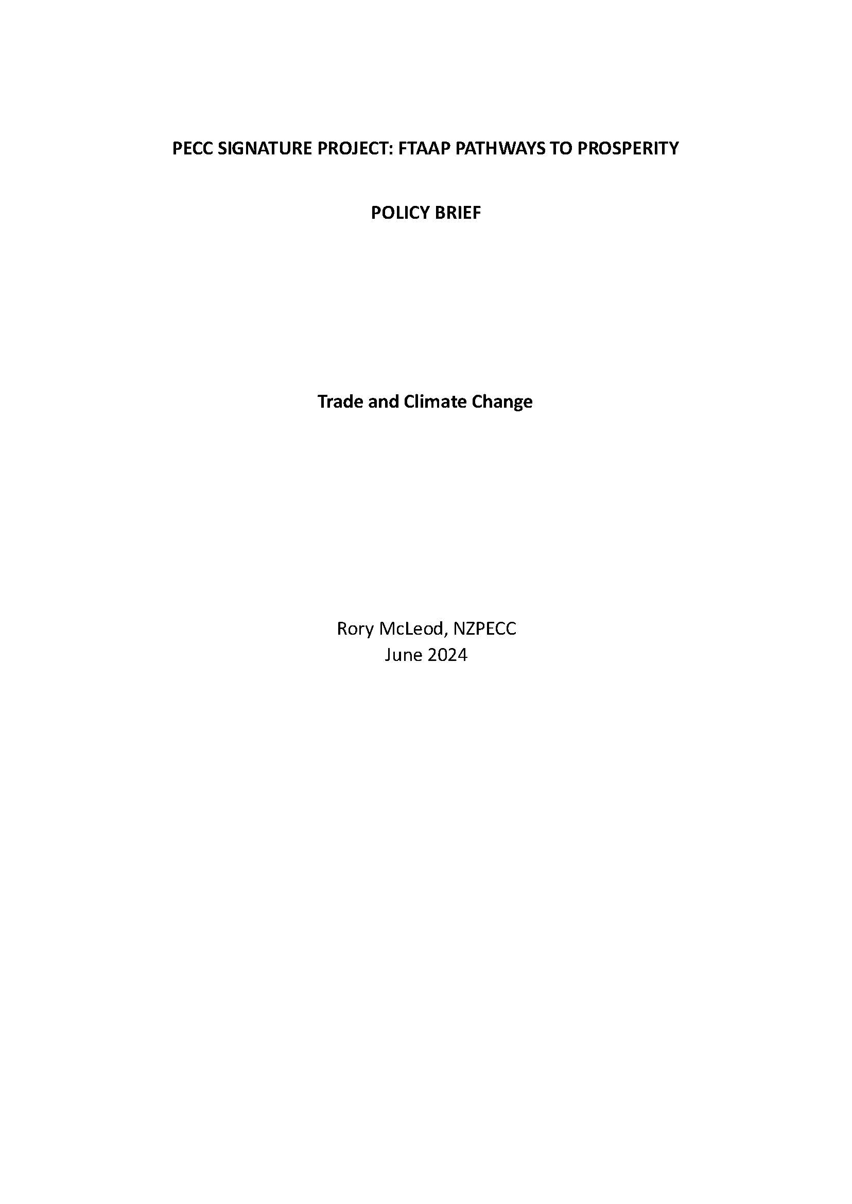 2024 PECC Policy Brief FTAAP Trade and Climate Change Cover